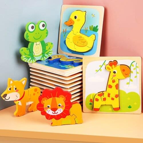 15*15cm Thicken Wooden Puzzle Baby Toys Intelligence 3d Wood Puzzle Intelligence Jigsaw Puzzle Educational Toys For Children