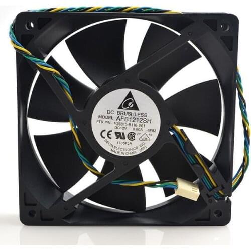 Delta AFB1212SH DC 12V 0.80A 4-Lines 120x120x25mm 12CM Dual Ball bearing Violent Large Air Volume PWM Cooling Fan