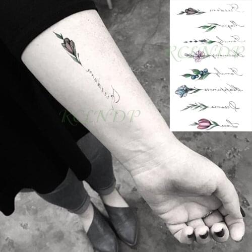 Waterproof Temporary Tattoo Sticker Flower Letter Element Style Fake Tatto Flash Tatoo Back Leg Arm Art for Women Men
