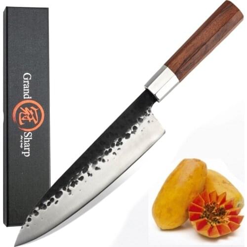 Handmade Chef Knife Japanese Kitchen Knives 4cr13 Steel Gyuto PRO Slicing Cooking Tools African Wood Handle Gift Box Cookware