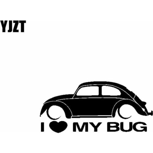 YJZT 15CM*6.7CM I Heart My Bug Car Sticker Vinyl Decal Black/Silver C19-0169