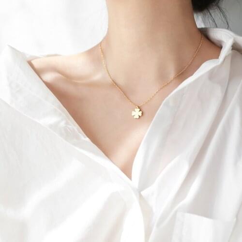 YUN RUO Never Fade Fashion Yellow Gold Color Lucky Flower Pendant Necklace Chic Titanium Steel Jewelry Woman Accessory Gift 2020