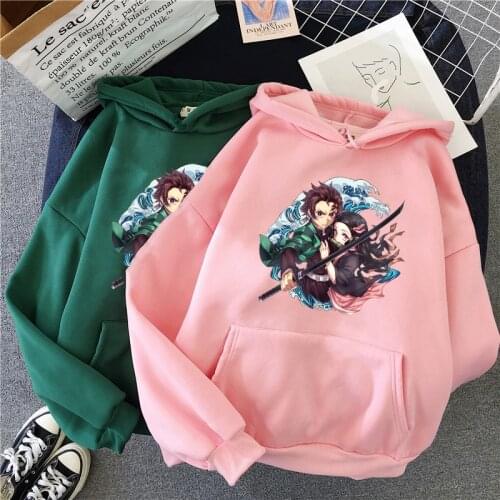 Demon Slayer Blade Hoodie Kamado Nezuko Character Print Womens Hooded Sweatshirt Harajuku Oversize Japanese Anime Kawaii Hoodie
