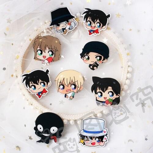 1PCS Detective Conan head cartoon hero Badges for Clothing Acrylic Badges Kawaii Icons on The Backpack Pin Brooch Badge y22