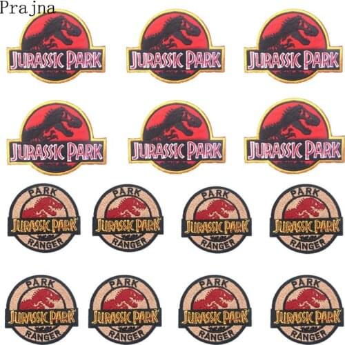 Prajna 10PCS Jurassic Park Patch Iron On Patches Dinosaur Sewing Embroidered Patches For Clothes Wholesale Parches Anime Movie