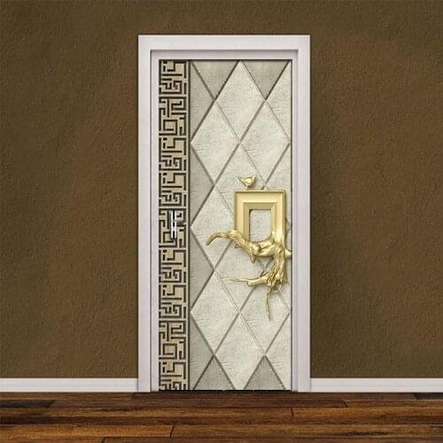 3D Stereoscopic Living Room Bedroom Door Sticker Decoration Wall Mural PVC Waterproof Creative DIY Self-adhesive Door Wallpaper