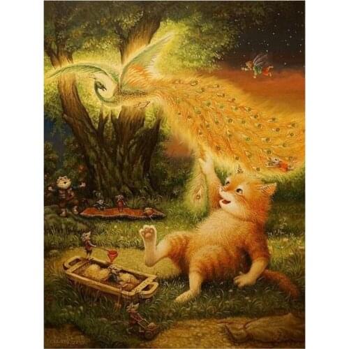 5D DIY Full Round Diamond Painting Animal Phoenix & Elephant & Lion & Panda Cross Stitch Embroidery Rhinestone Home Decor Y372