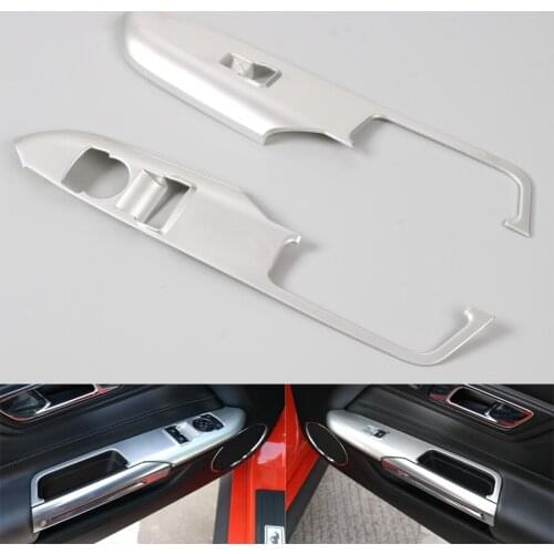 Car Door Handle Armrest Panel Window Lift Switch Button Decorative Frame Cover Trim Styling For Ford Mustang 2015 2016