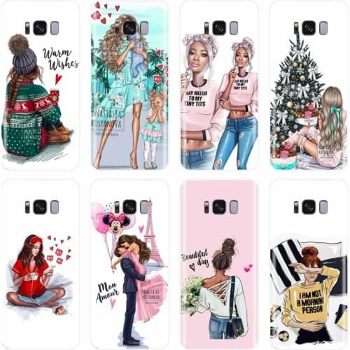 Brown Hair Baby Mom Girl Queen Cover Soft Silicone TPU Phone Case For Samsung Galaxy NOTE 8 9 S6EDGE S6 S7 S8 S9 S10 PLUS S10E