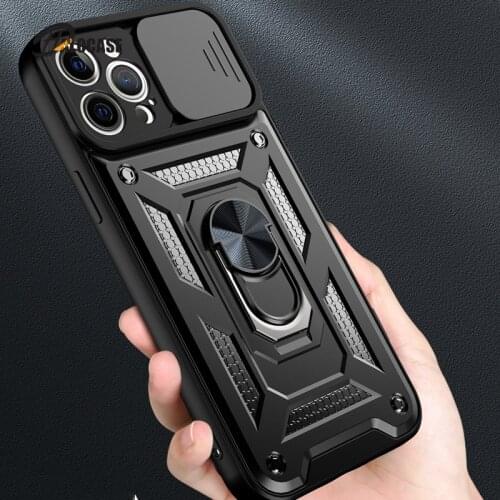 Funda Case for iPhone 12 Pro Max 12 Mini 11 Pro Max XS Max Ring Stand Armor Anti-fall Coque Camera Protection Phone Case Cover