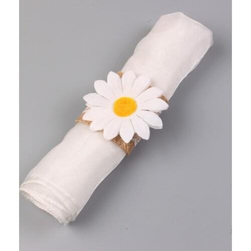 Sunflower napkin ring natural linen napkin ring daisy napkin buckle tabletop decoration for party hotel wedding accessories