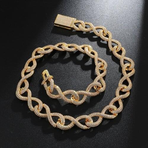 US7 Miami Big Infinity Symbol Cuban Necklace Bracelet For Men Women Pave Iced Out Cubic Zirconia Bracelet Hip Hop Jewelry Gift