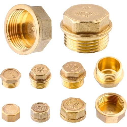 Brass Male Thread hex end cap 1/2 "3/4" 1 "pipe hole plug cover water stop valve pipe Coupler Connector Adapter Fitting durable