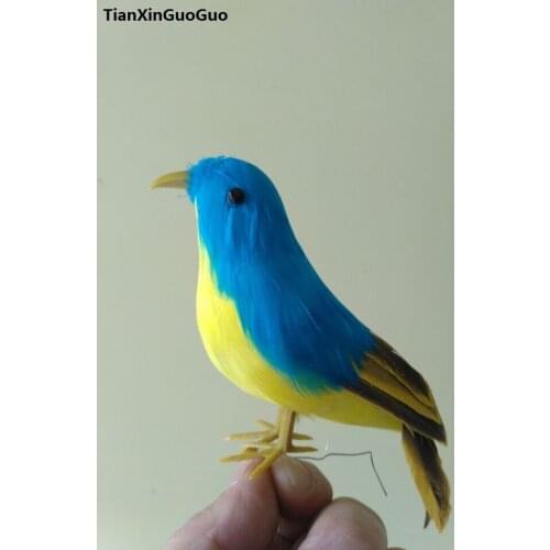 About 12cm simulation bird blue feathers bird model handicraft home garden Decoration Photography props h0910
