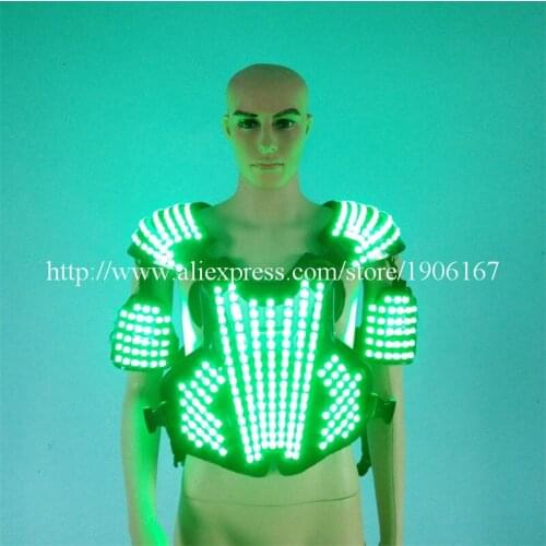 Fashion LED Luminous Light Up Armor Robot Suit Flashing Growing Ballroom Costume Party Dance Wear Clothes