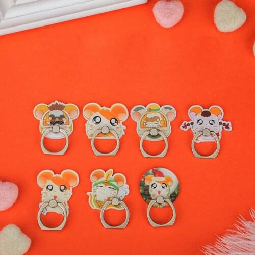 Cartoon Hamster Hamtaro Anime Mobile Phone Anti-slip Lazy Desktop Bracket Mini Finger Ring Holder Stand Buckle For iPhone Xiaomi
