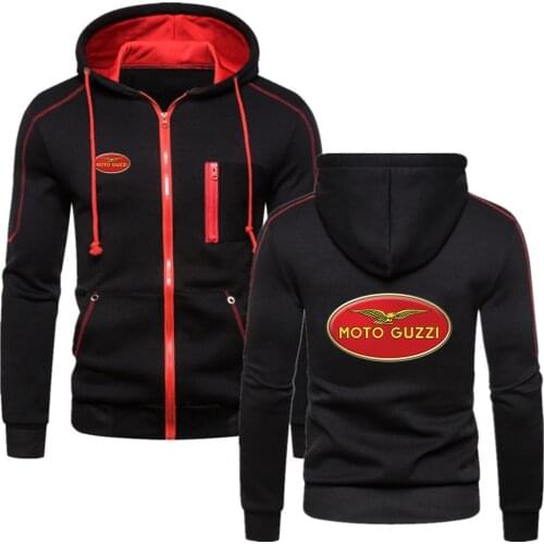Mans 2021 Fashion New Moto Guzzi Logo Print Cotton Zipper Hoodies Fitness Sweatshirts Solid College Style Coat Custom Decal Top