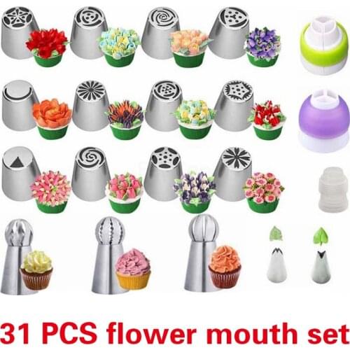 31PCS Cake flower mouth set cake mounting tool DIY baking utensils red rose flower mouth sugar cream cake mould kitchen tools