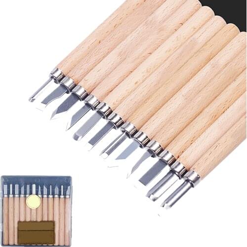 3/4/6/10/12 Pcs Wood Carving Chisel Knife Hand Tool Set Carving Pen for Basic Detailed Carving Woodworkers Gouges Wooding Tools