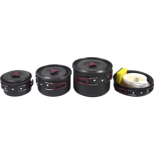 14PCS Camping Cookware Kit Picnic Lightweight Cooking Pot Bowl Spoon Set