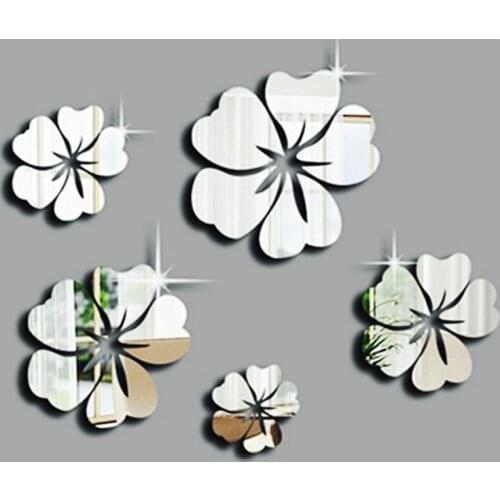 Wallstickers Etiqueta Da Parede Acrylic Mural Decal Home Room Decor Stickers 3D Mirror Floral Wall Sticker 18MAR02