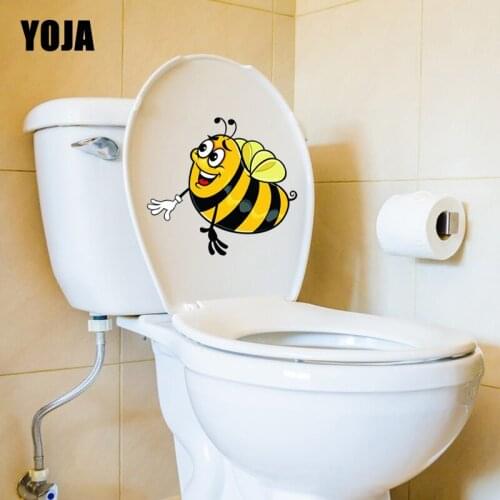 YOJA 23.3X21.9CM Intereting Animal Cartoon Bee Living Room Home Decor Wall Sticker Toilet Seat Decal T5-0949