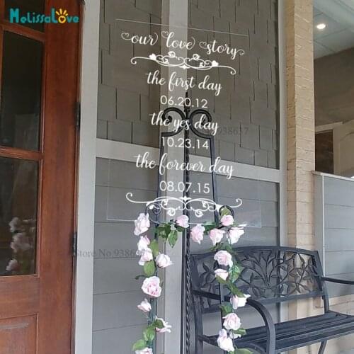 Our Love Story First Day Yes Day The Forever Day Custom Sticker Wedding Welcome Sign Personalized Wedding board Decal BA183