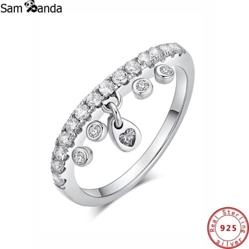 Original 100% 925 Sterling Silver Ring Chandelier Droplets Finger Rings Clear CZ For Women Vintage Wedding Jewelry Gift