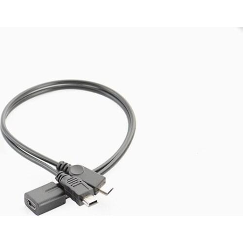 MINI USB 2.0 Female to Micro Male + Mini USB Male Y Splitter Adapter Charger Cable Converter Cord 30CM