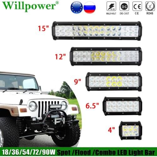 SUV Car Bullbar 4" 7" 9" 12" 15" LED Work Light Bar Flood Spotlight For Jeep Chevy Polaris UTV ATV 4x4 Truck Fog Driving Lamp
