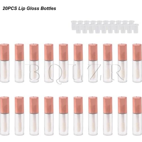 BQLZR Rose Gold 1.2ml Empty Plastic Clear Lip Gloss Tubes Lip Balm Bottle Container Cosmetic Makeup Tools with Stopper Pack o
