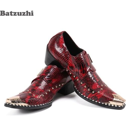 Batzuzhi Luxury Mens Shoes 6.5cm Heels Golden Toe Formal Leather Dress Shoes for Men Party & Wedding zapatos de hombre,Sizes 46