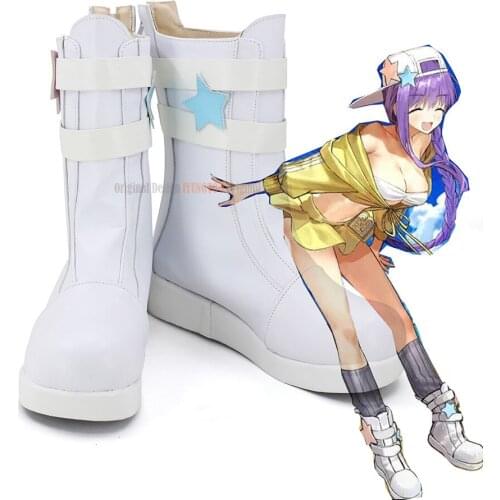 FGO Byibyi Boots Cosplay Fate Grand Order BB Cosplay Boots White Shoes Black-coat Girl Byibyi Cosplay Custom Made