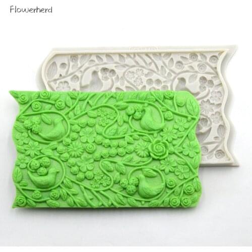 Creative Cake Decorating Tools Rose Flower Leaves Bird Branches Silicone Mold Cake Surrounding Chocolate Mold Diy Fondant Mold