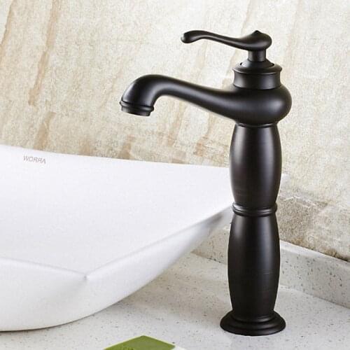Bathroom Vessel Sink Faucet, Solid Brass, Good for Hotel / Motel / Home, One Handle, High Arc, Oil Rubbed Bronze / Black , 2058