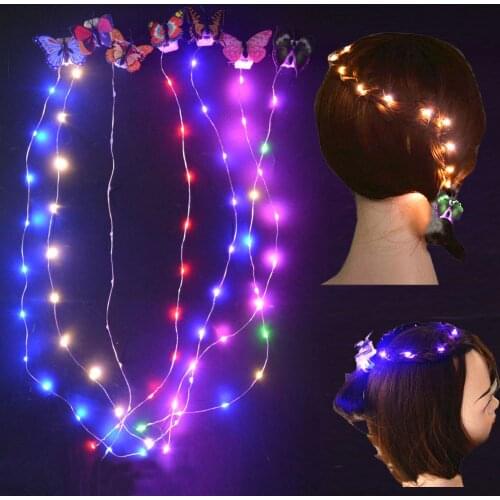 2PCS Glow DIY Hair LED Lights String Blinking Hair Styling Tools Braider Weaving Braids Party Valentines Day Wedding Birthday