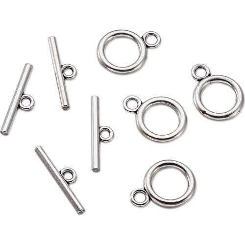 Tibetan Silver Round IQ Toggle Clasps Fit Jewellery Making DIY Antique Silver Color 20 Sets