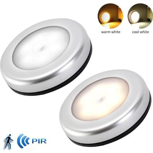 Tokili Wireless LED Puck Lights PIR Motion Sensor Night Lamp Battery for Under Cabinet Closet Wardrobe Bedroom Kitchen Stairs