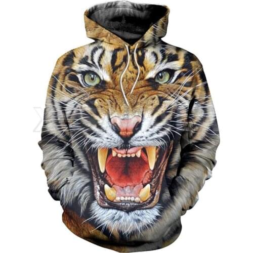 Tigers Skin Face 3D Print Hoodies Man Women Harajuku Pullover Sweatshirts Hooded Outwear Casual Tracksuit Unisex Zip Up Jacket 5