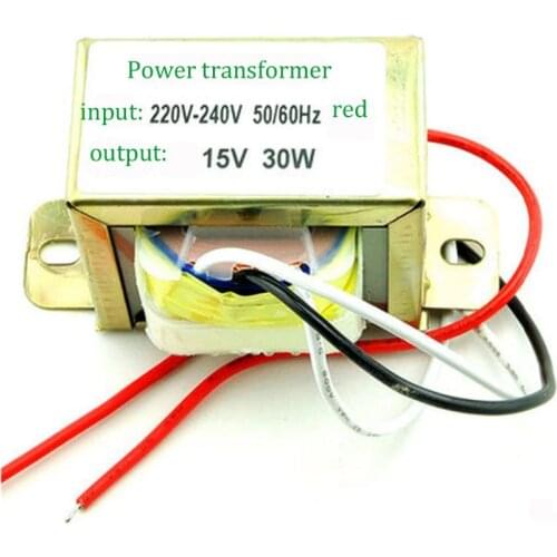 30w double 15 v power supply transformer: input: 220 v / 50 hz output: double 15 v