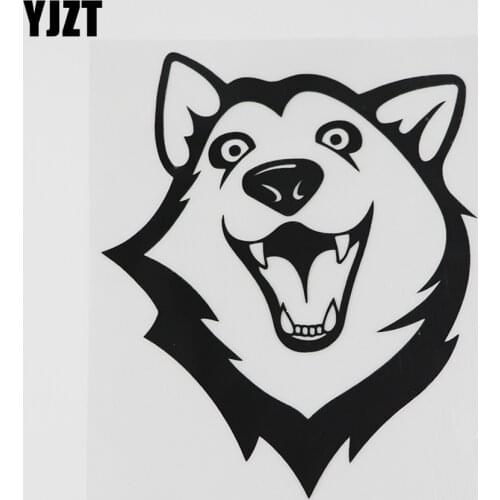 YJZT 12.1CMX14.5CM Cute Husky Pets Dog Head Friend Decal Vinyl Car Sticker Black/Silver 8A-0615