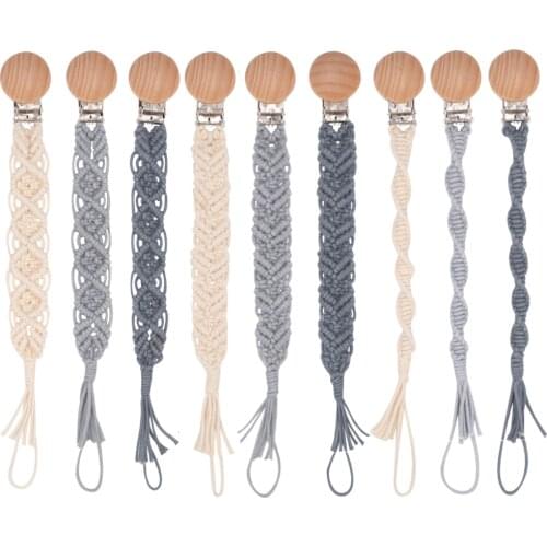 Vintage Simple Crochet Pacifier Clip Baby Cotton Tassel Pacifier Chain for Newborn Teething Soother Chew Dummy Clips hand made