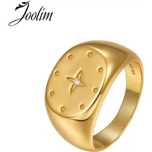 Joolim High End Gold Finish North Star Rings Hexagram Stainless Steel Band Rings 2020 Jewelry