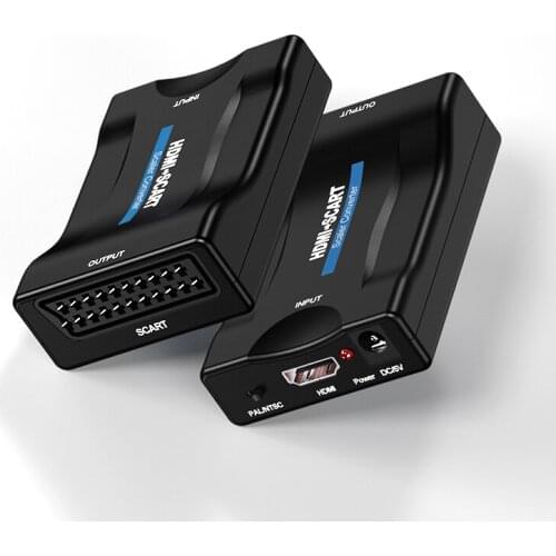 1080P SCART to HDMI to SCART Video Audio Upscale Converter AV Signal Adapter HD Receiver TV DVD US/EU Power Plug