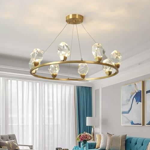Living room diamond crystal chandelier modern home decor hanging light fixture luxury bedroom Dining room round led cristal lamp
