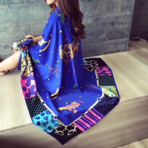 Fashion Horse Scarf Women Animal Print Twill Silk Satin Scarfs Female 130cm*130cm Luxury Brand Square Shawl Scarves For Ladies