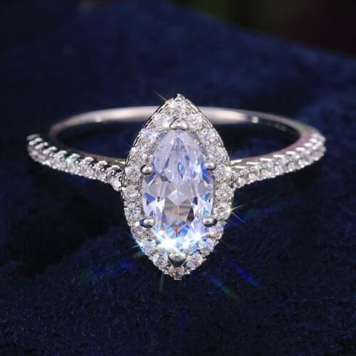CAOSHI Fashion Marquise Cubic Zirconia Promise Rings for Women Silver Color Bridal Engagement Wedding Party Jewelry Love Gifts