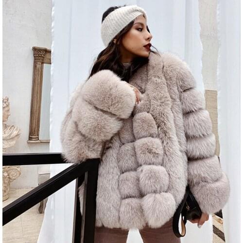 Rf0246 Real Fur Coat Women Luxury Party Fox Fur Jacket Flurry Natural Fur Coat Single Breasted Thick Warm Fur