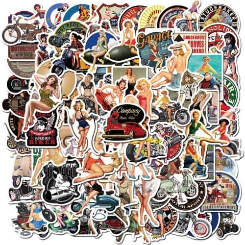 10/50/100pcs Retro Poster Motorcycle Girl Personality Sticker for Laptop Motorcycle Skateboard Luggage Decal Toy Stickers
