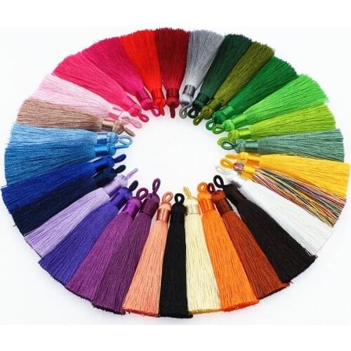 10Pcs 8cm Color Polyester Ice Silk Tassels DIY Craft Bookmark Pendant Clothes Jewelry Chinese Knot Fringe Trim Sewing Accessory